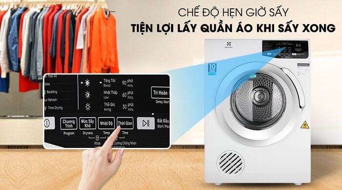 chức năng hẹn giờ máy sấy Electrolux