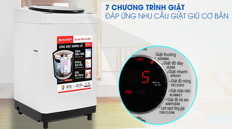 Tổng kho điều hòa, điện máy miền Bắc tại Hà Nội 7-chuong-trinh-giat-sharp-ES-W82GV-H